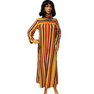 Vintage Lisanne distinctive loungewear Rainbow stripped color dress size medium